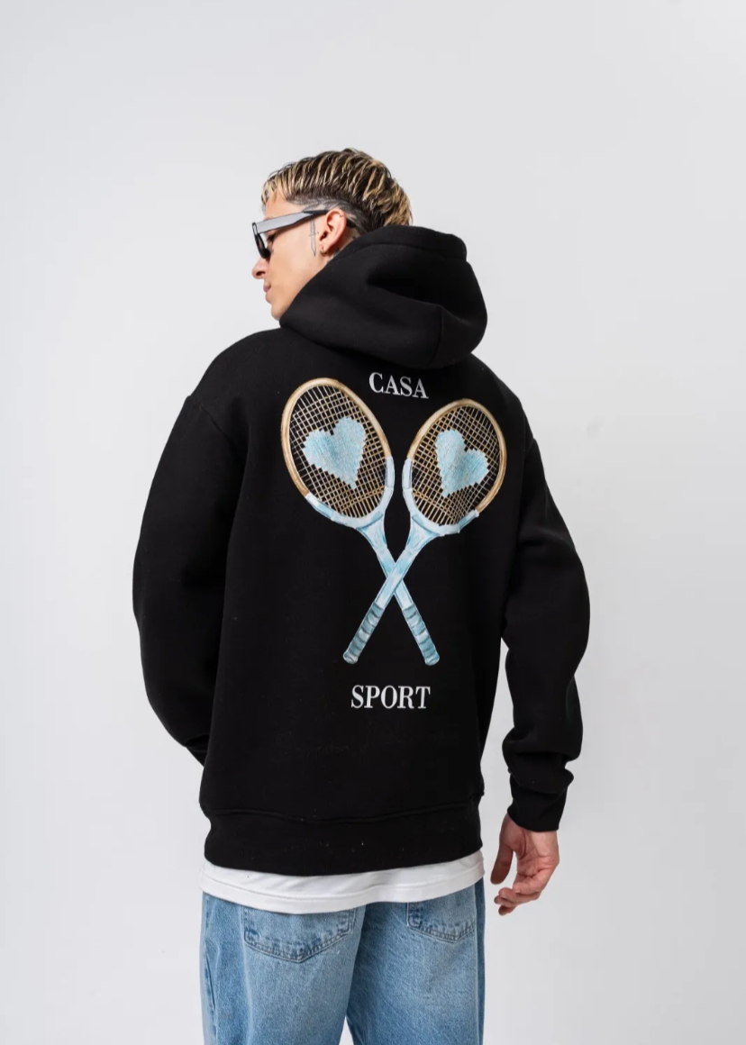 Sweat a Capuche Oversize Homme Casa Sport Noir Hallstarz