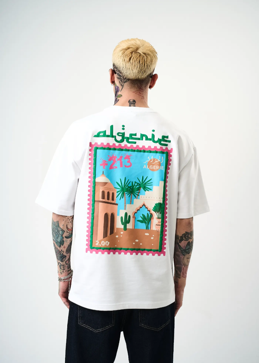 Tshirt Algérie Hallstarz Blanc Oversize Homme