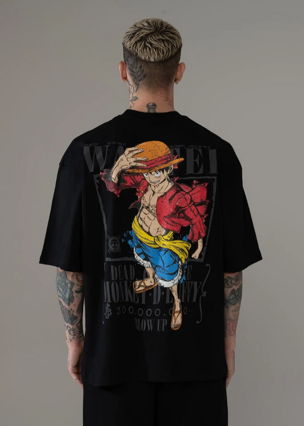 T-Shirt Hallstarz Oversize One Piece Monkey D. Luffy T-35 – Noir