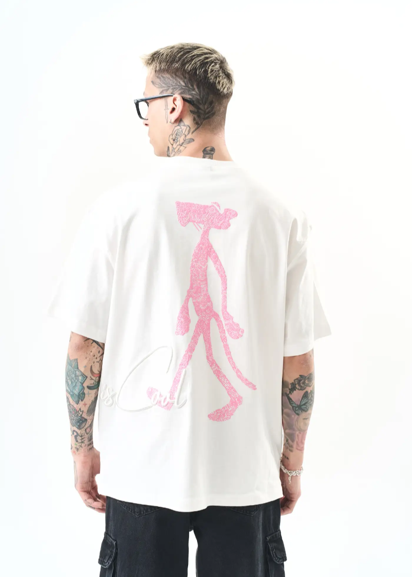 Tshirt Hallstarz Panthere Rose Blanc