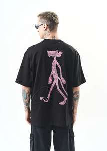 Tshirt Hallstarz Panthere Rose Noir