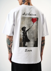 Tshirt Homme Hallstarz Airborne Love Blanc