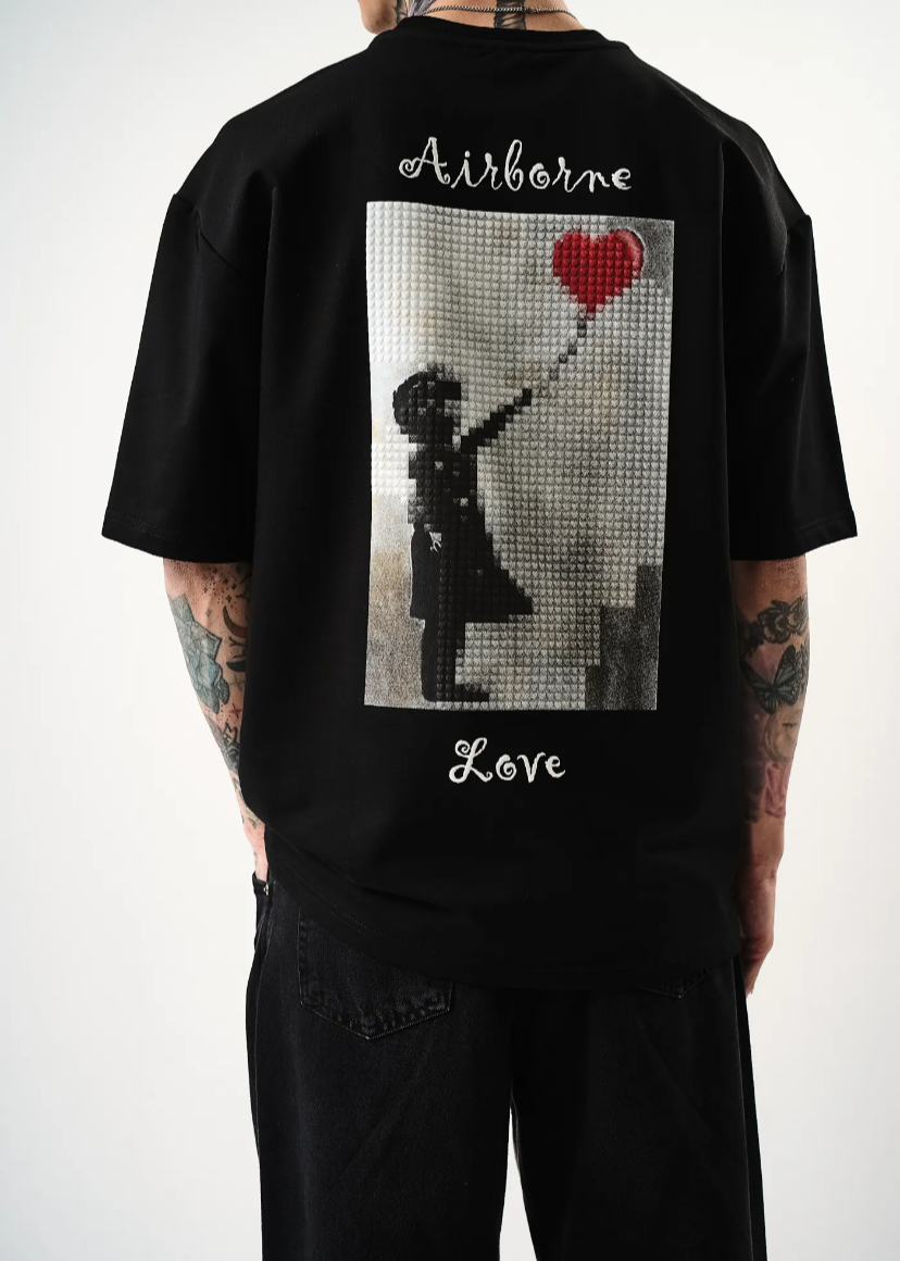 Tshirt Homme Hallstarz Airborne Love Noir