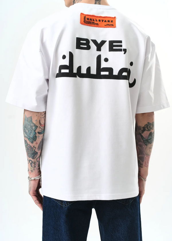 T-shirt Hallstarz Oversize Bye Dubai - ByeBye – Blanc