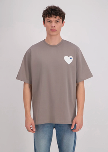 Tshirt Oversize Coeur ADJ Marron Blanc