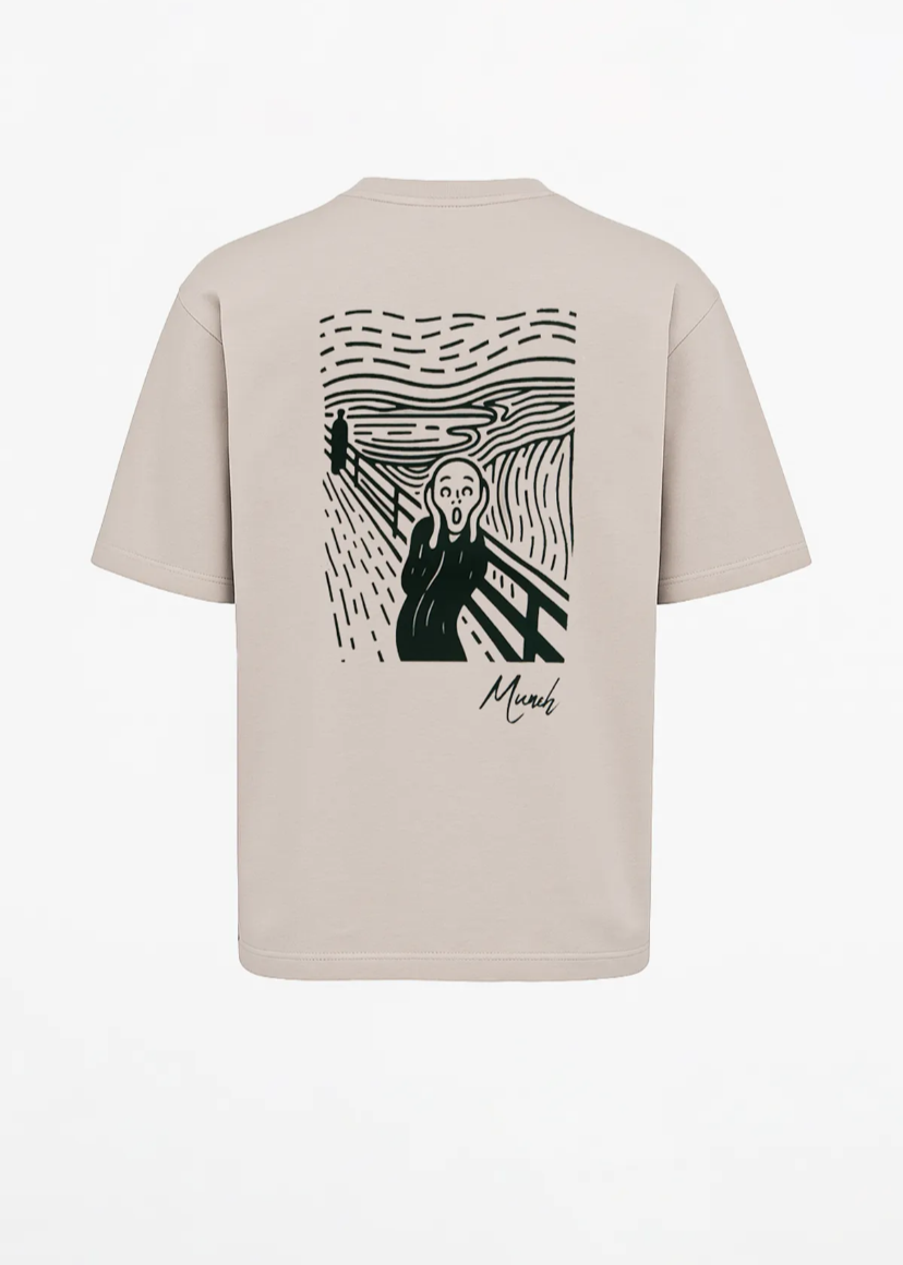 Tshirt Oversize Homme ADJ Folie Munch Beige Ghost