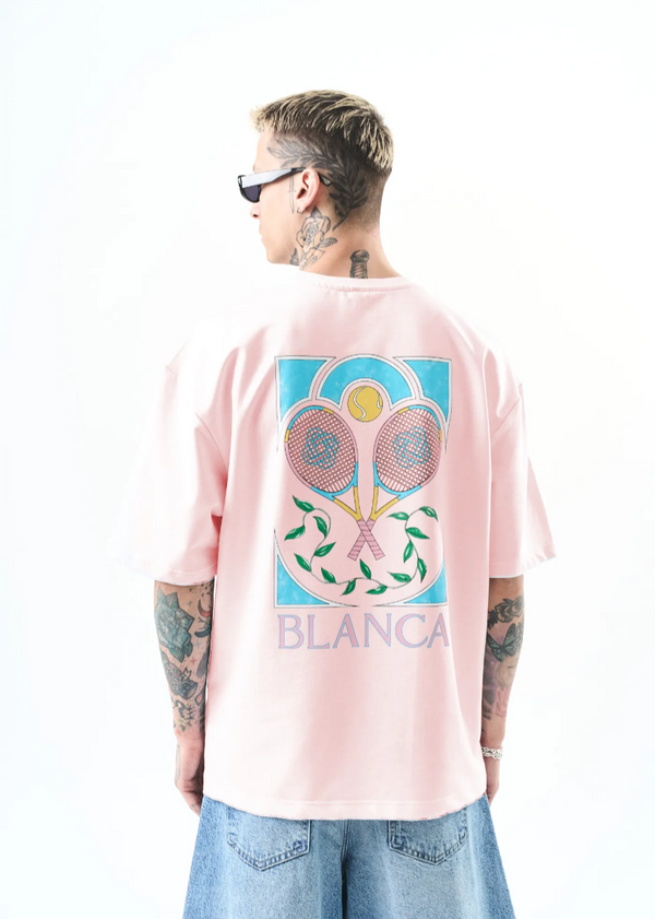T-shirt oversize Hallstarz Blanca Tennis 1582 – Rose