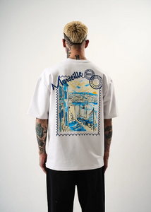 Tshirt oversize homme imprimé Marseille Blanc