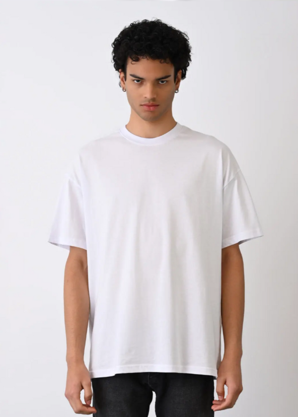 T-shirt oversize uni homme – basique streetwear essentiel TST0426 – Blanc