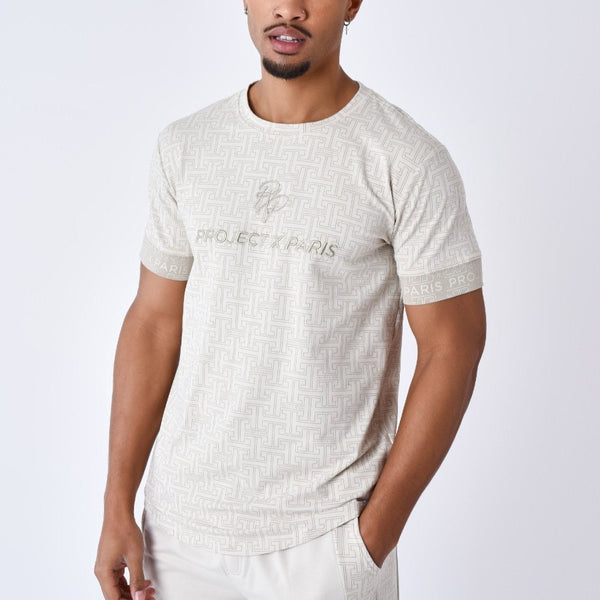 Tee shirt imprimé labyrinthe 2410091 – Beige